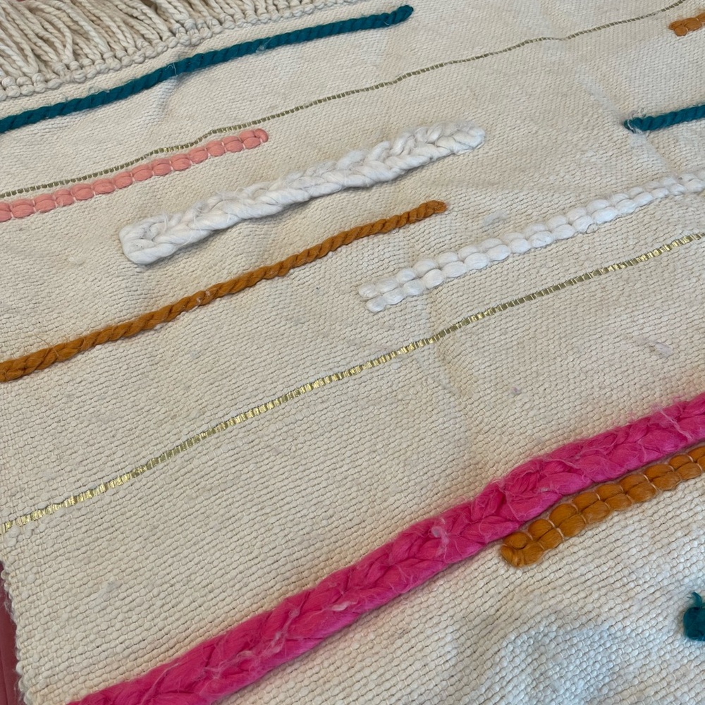NWT Anthropology wool/cotton White multicolored textured throw for bed/couch - Picture 4 of 14